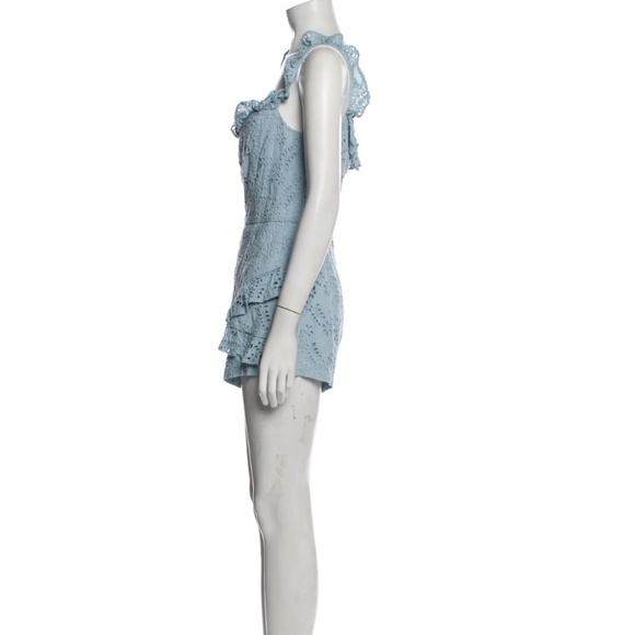 TULAROSA Blue Lace Pattern Square Neckline romper size M - Picture 2 of 3